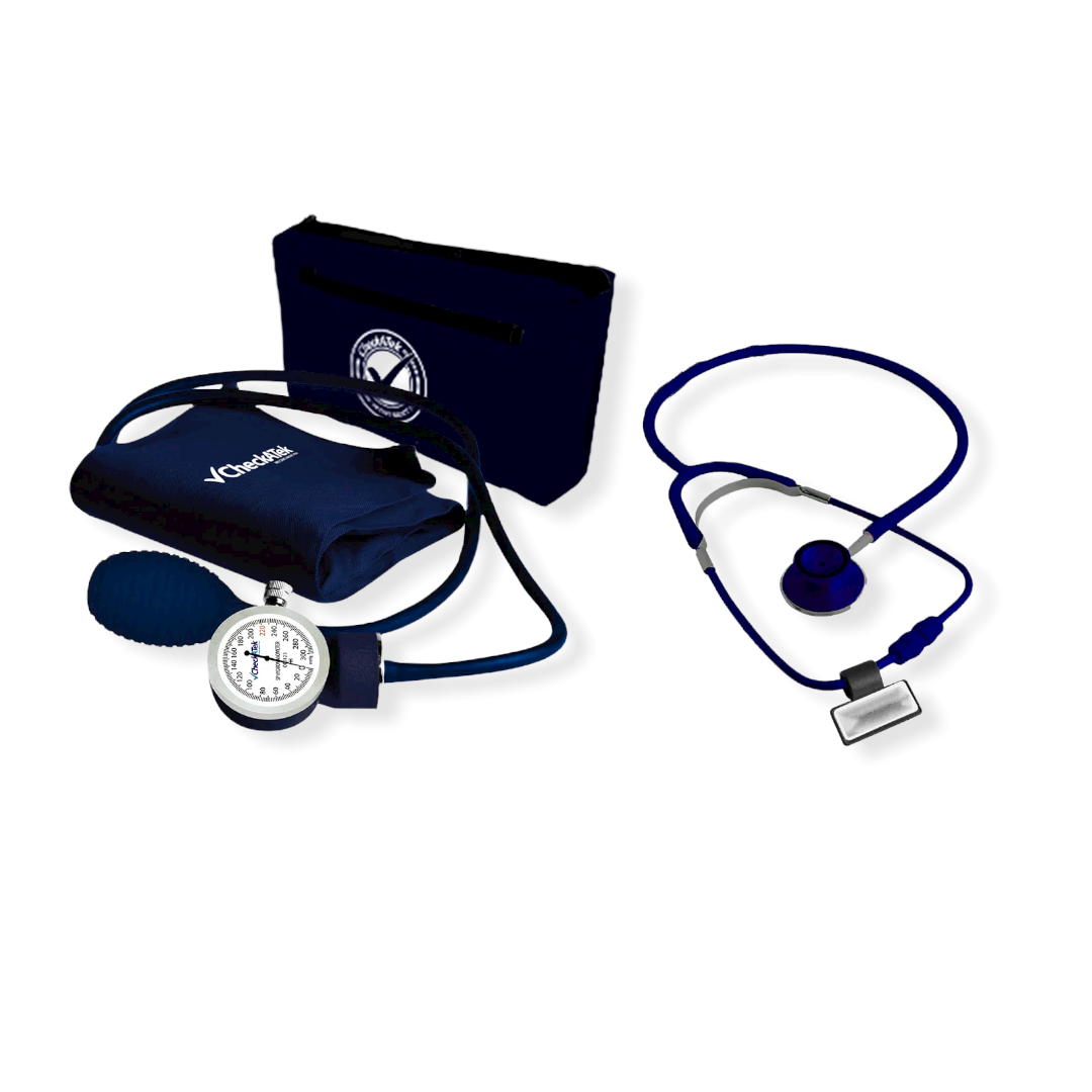 Kit doble baumanómetro aneroide con estetoscopio adulto, azul marino B2-2D Checkatek